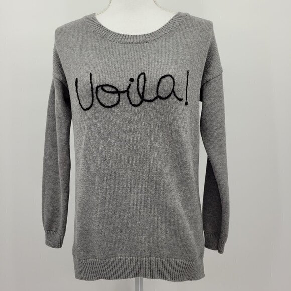 Maison Jules Voila! Oversized Grey Crew Neck Sweater - Picture 2 of 10